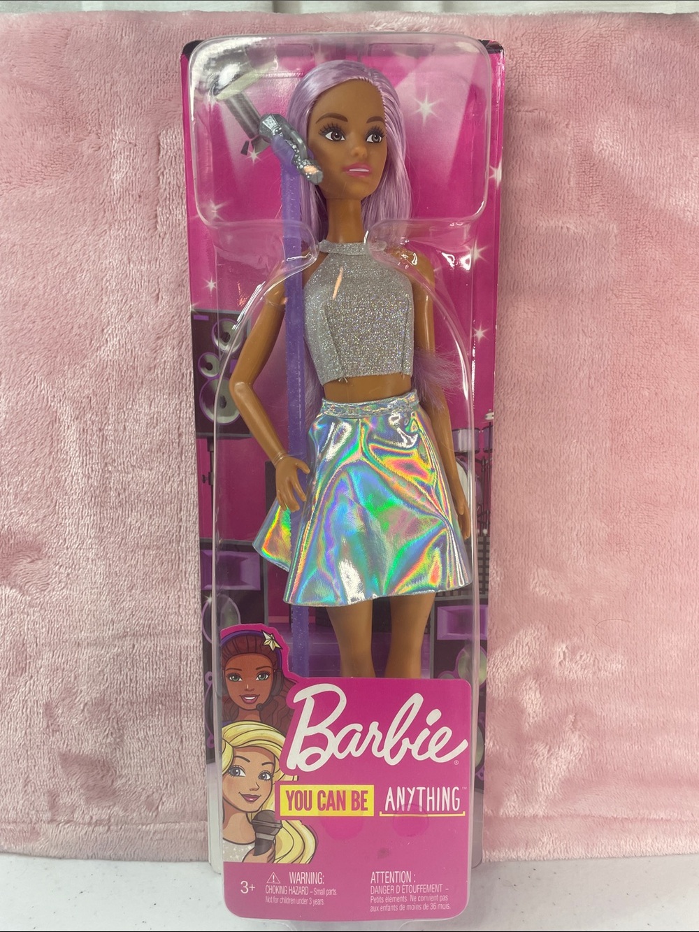 Barbie Doll with Lavender Hair and Holographic Silver Skirt